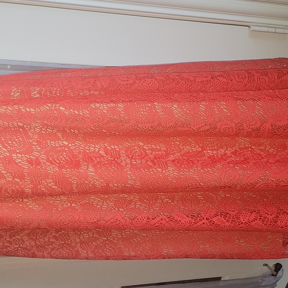 ❤️Evan Picone Women's Cap Sleeve  Lace Fit & Flare Dress - Tangerine Sz … - Picture 7 of 12